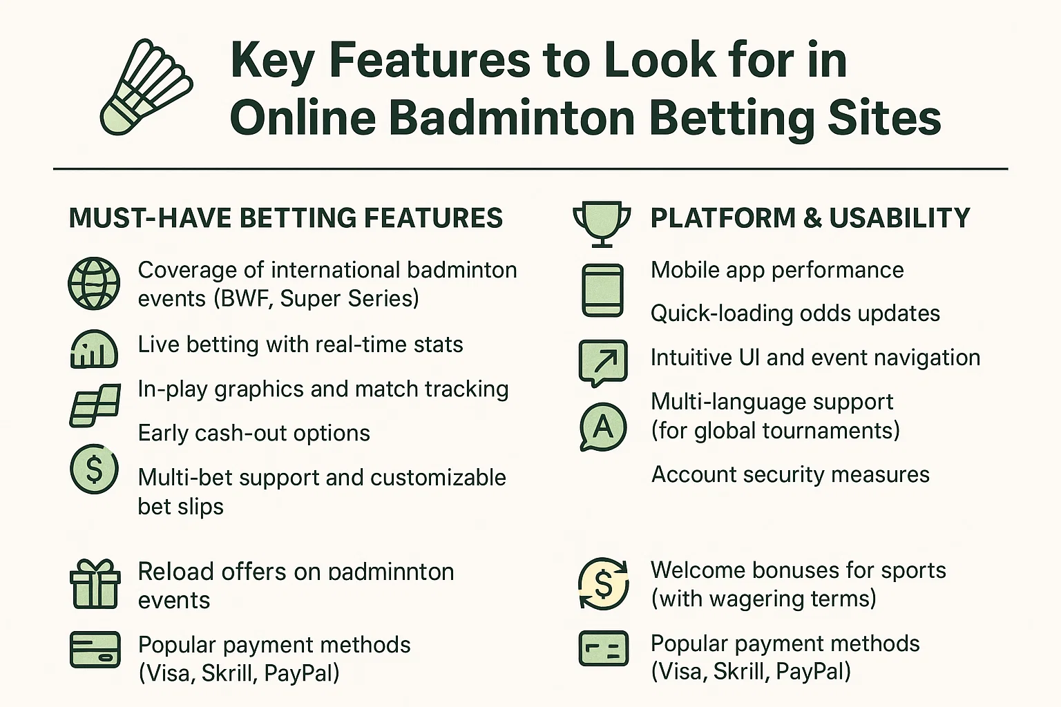 Key Features to Look for in Online Badminton Betting Sites